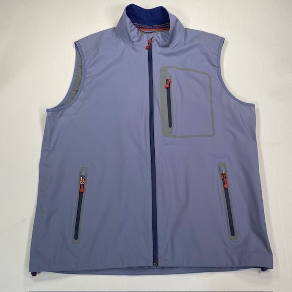 Vineyard Vines Performance Vest Mens XL Blue Gray Full Zip Nylon Reflective